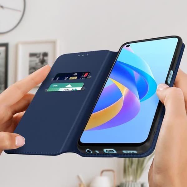 AVIZAR Fodral för Oppo A76, A96 och Realme 9i - Plånboksfodral för videostöd - Midnattsblå