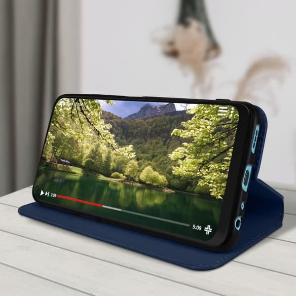 AVIZAR Fodral för Oppo A76, A96 och Realme 9i - Plånboksfodral för videostöd - Midnattsblå