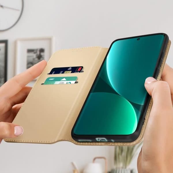 Cover Xiaomi 12 och 12X Flip Wallet Video Support guld