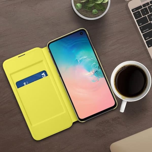 Hölster - Samsung - Galaxy S10e - LED View Cover - Läder - Vit - Kortficka