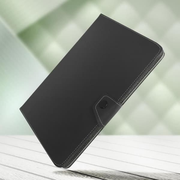 Universal 10 tums tabletfodral Åldrad lädereffekt Videostöd Svart