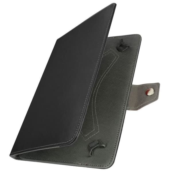 Universal 10 tums tabletfodral Åldrad lädereffekt Videostöd Svart