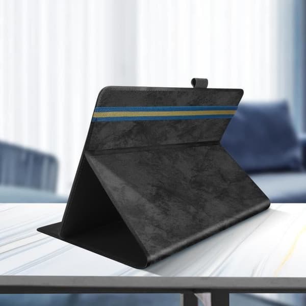 Universal 10-tums tabletfodral läderimitation Marmor Design Svart videostöd