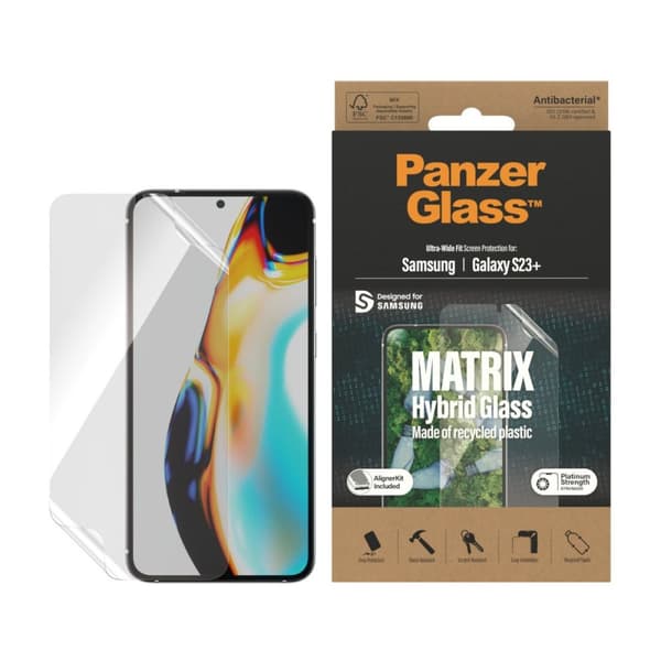 PanzerGlass Samsung Galaxy S23 Plus Skärmskydd Matrix Hybrid Glass EasyAligner