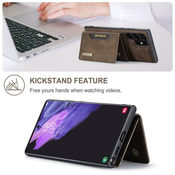 DG.MING Galaxy S23 Ultra Skal Med Magnetisk Plånbok Brun