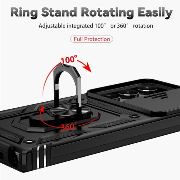 Samsung Galaxy S23 Ultra Skal Hybrid Ring CamShield Svart