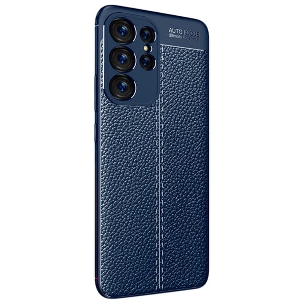 Samsung Galaxy S23 Ultra Skal Litchi Textur Blå