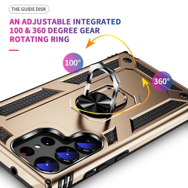 Samsung Galaxy S23 Ultra Skal Ring Armor Hybrid Guld