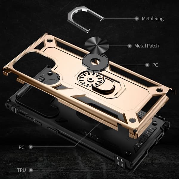 Samsung Galaxy S23 Ultra Skal Ring Armor Hybrid Guld