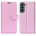 Miniatyrbild 1 av 6: Samsung Galaxy S23 Plus Fodral Litchi Läder Ljus Rosa