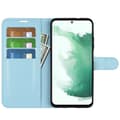 Miniatyrbild 2 av 6: Samsung Galaxy S23 Plus Fodral Litchi Läder Ljus Blå