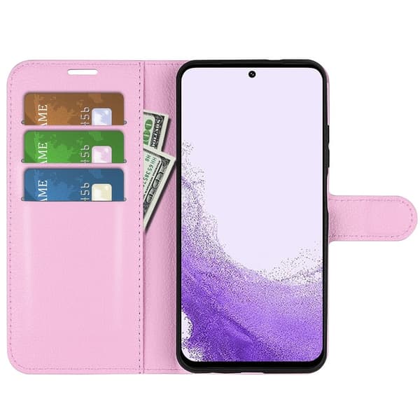 Samsung Galaxy S23 Fodral Litchi Läder Ljus Rosa