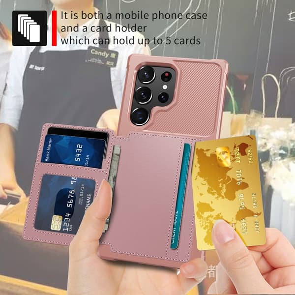Samsung Galaxy S23 Ultra Skal Med Plånbok Roséguld