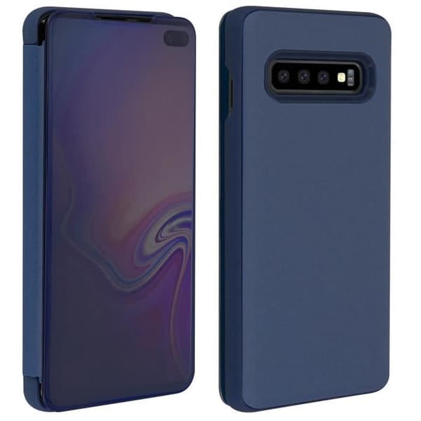 Hus för Samsung Galaxy S10 Plus - AVIZAR - Spegelfodral - Transparent lock - Halvstyv skal - Mörkblå