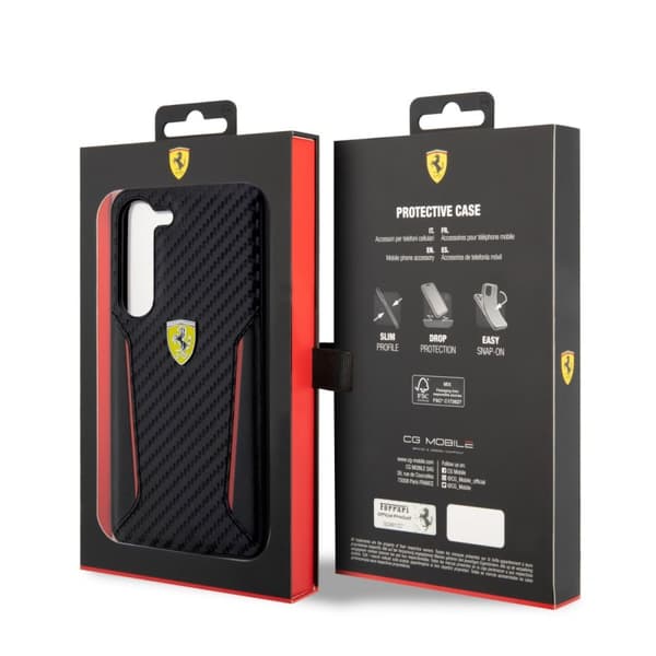 Ferrari Samsung Galaxy S23 Plus Kuori Carbon & Stripe Musta
