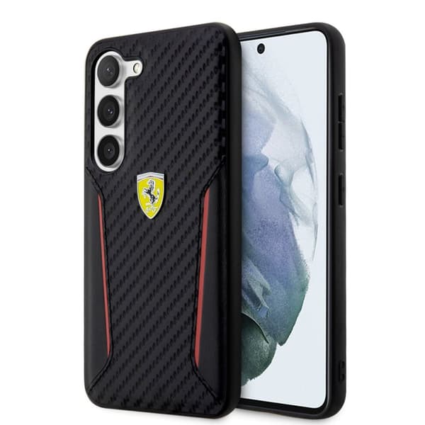 Ferrari Samsung Galaxy S23 Plus Kuori Carbon & Stripe Musta