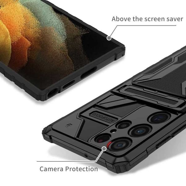 Samsung S23 Ultra Stöttåligt Skal Kickstand & Kortfack ThinArmor V3