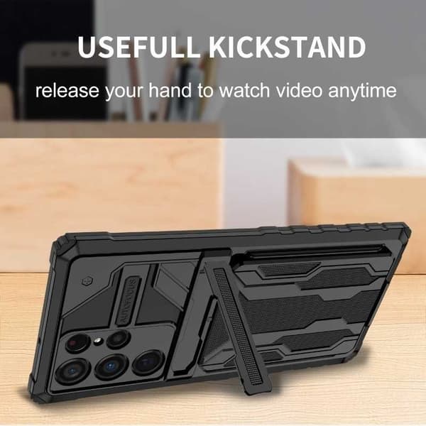 Samsung S23 Ultra Stöttåligt Skal Kickstand & Kortfack ThinArmor V3