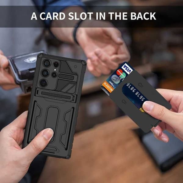 Samsung S23 Ultra Stöttåligt Skal Kickstand & Kortfack ThinArmor V3