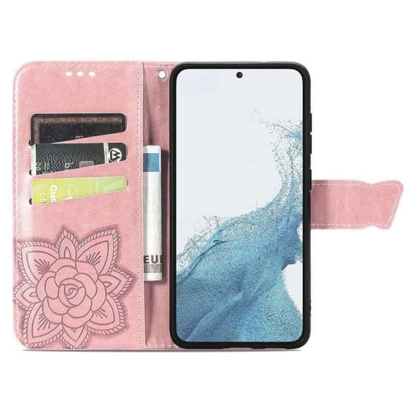 Samsung S23 Plus Pung-etui PU-læder 4-LOMMES Motiv Sommerfugl
