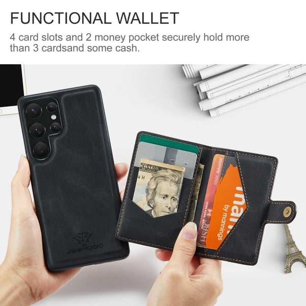 Samsung S23 Ultra Stöttåligt Skal med Magnetisk Korthållare JeeHood