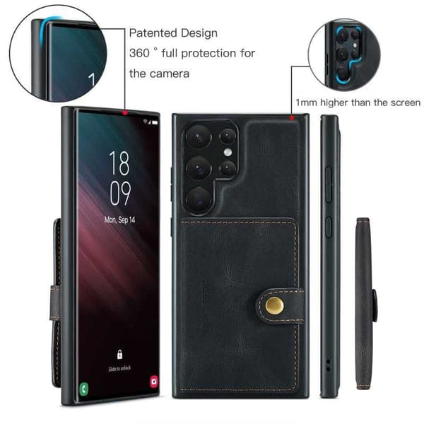 Samsung S23 Ultra Stöttåligt Skal med Magnetisk Korthållare JeeHood
