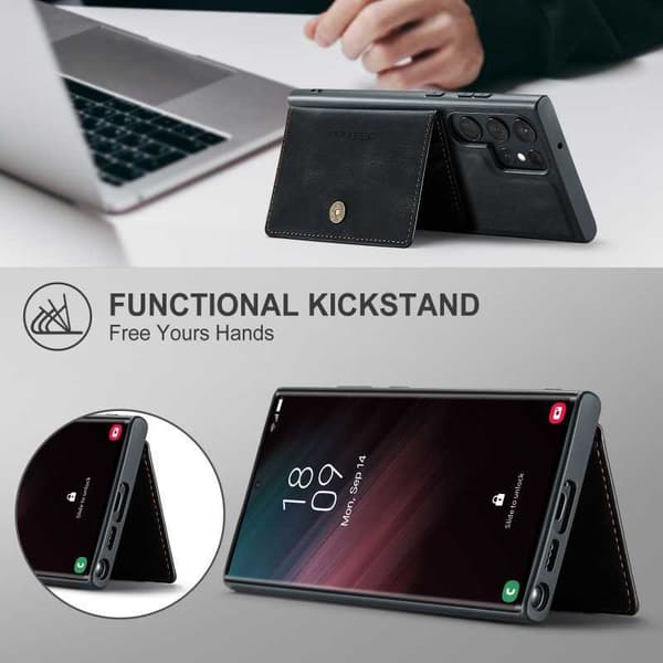 Samsung S23 Ultra Stöttåligt Skal med Magnetisk Korthållare JeeHood