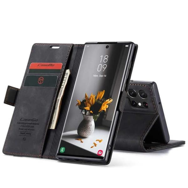Samsung S23 Ultra Elegant Flipfodral CaseMe 3-FACK