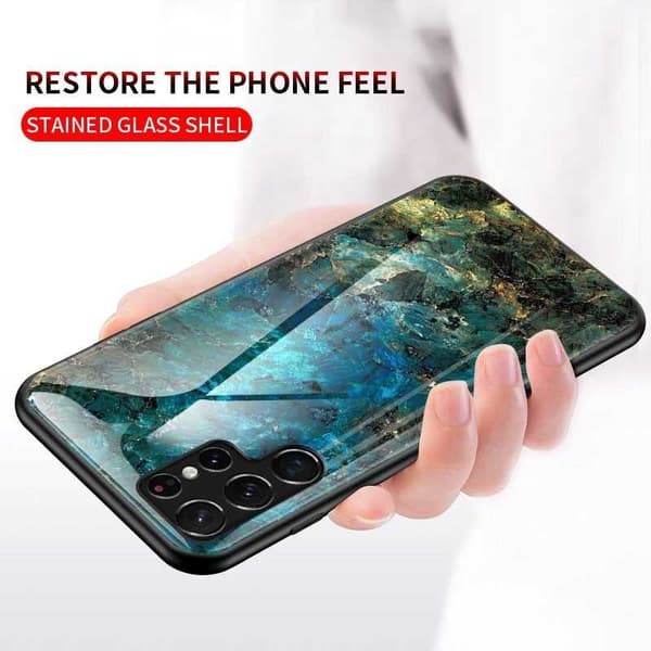 Samsung S23 Ultra Marmorskal 9H Härdat Glas Baksida Glassback V2