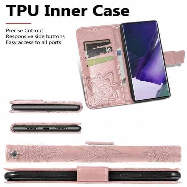Samsung S23 Ultra Plånboksfodral PU-Läder 4-FACK Motiv Fjäril
