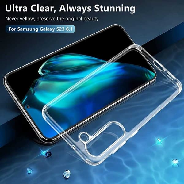 Samsung S23 Stöttåligt Genomskinligt Skal Simple