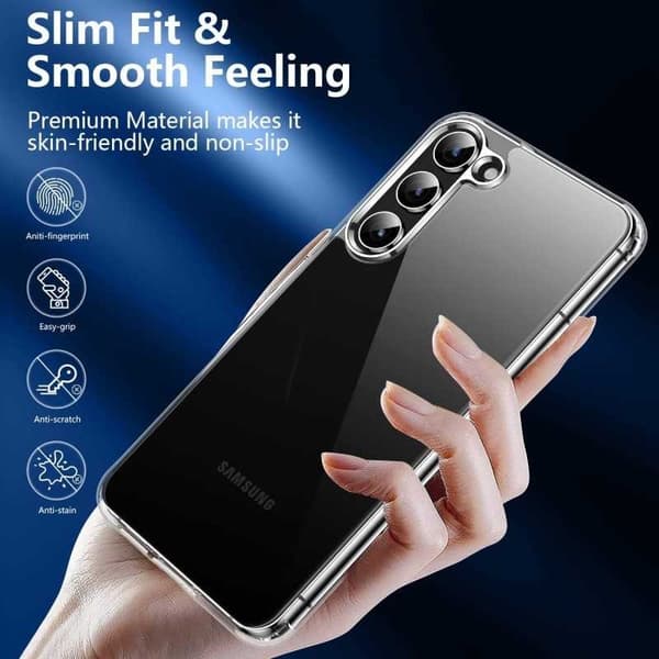 Samsung S23 Stöttåligt Genomskinligt Skal Simple