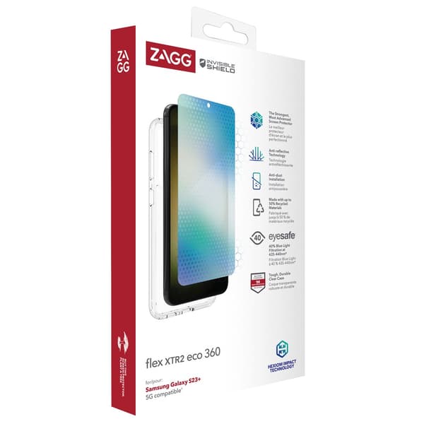 ZAGG InvisibleShield Samsung Galaxy S23 Plus Cover med Skærmbeskytter Flex XTR2 Eco 360