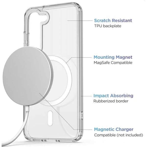 Samsung S23 Transparent stødabsorberende cover MagSafe-kompatibel