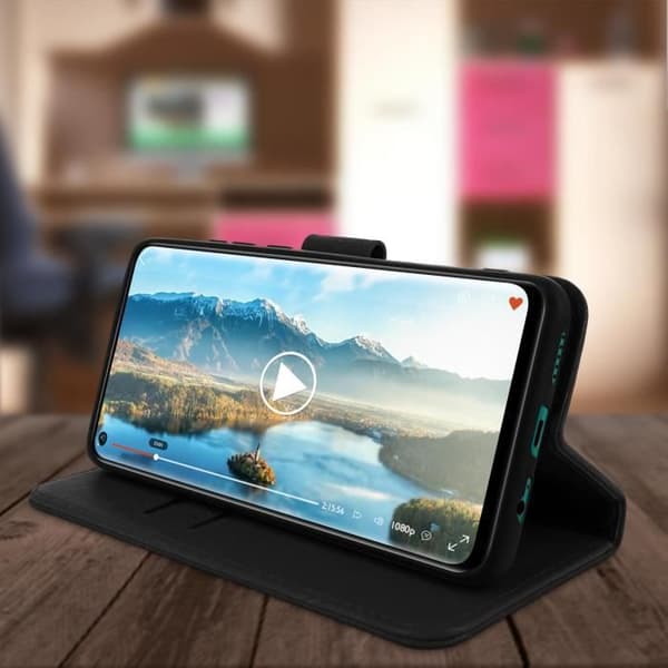 Étui - AVIZAR - Xiaomi Redmi Note 9 - Heltäckande fodral - Kortfack - Videostöd - Svart