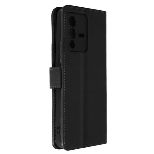 Foliofodral - Vivo - V23 5G - Plånbok - Videostöd - Slät svart läder