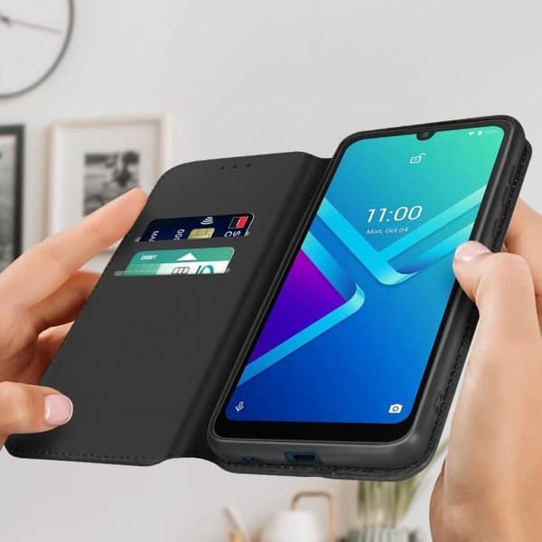 AVIZAR Fodral till Wiko Y82 - Plånboksfodral med videostödfunktion - Svart