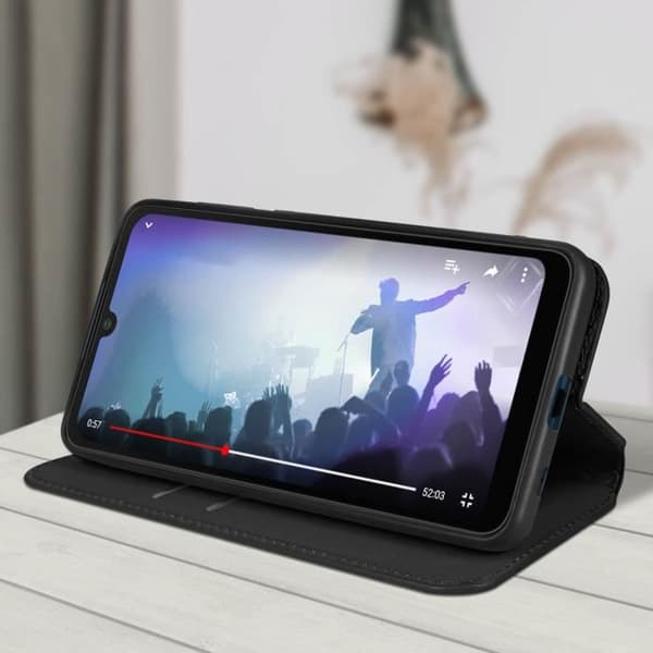 AVIZAR Fodral till Wiko Y82 - Plånboksfodral med videostödfunktion - Svart