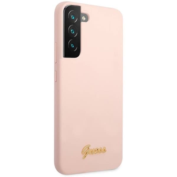 Guess silicone script metal logo Samsung Galaxy S23 - Rosa