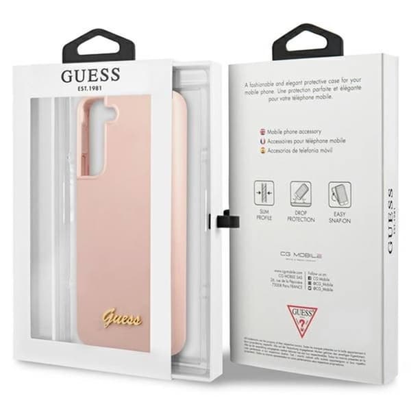Guess silicone script metal logo Samsung Galaxy S23 - Rosa