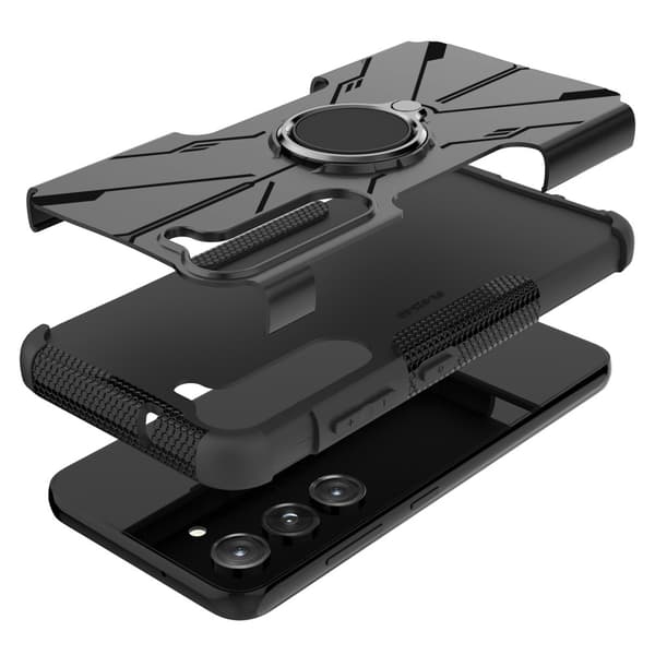 SKALO Samsung S23 Armor Hybrid metal ring cover - Sort