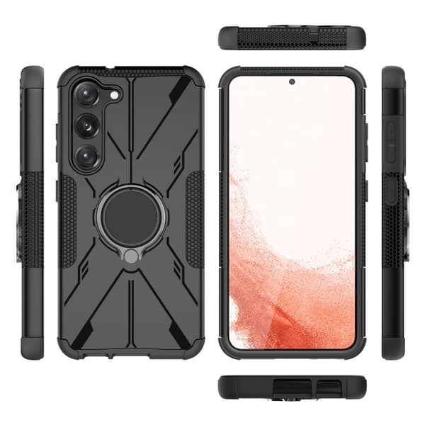 SKALO Samsung S23 Armor Hybrid metal ring cover - Sort