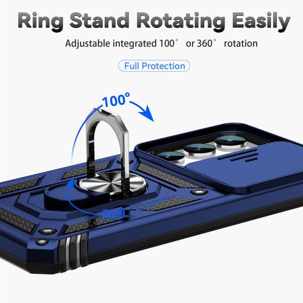 SKALO Samsung S23 Armor Hybrid Metal Ring Camera Slider - Blå