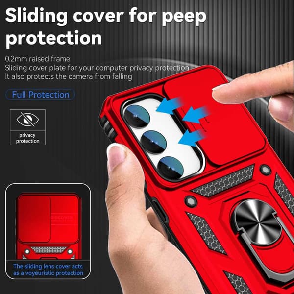 SKALO Samsung S23 Armor hybridi metallirengas kameran liukusäädin - - Punainen