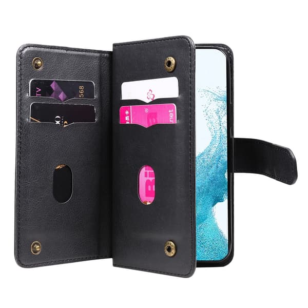 SKALO Samsung S23 10-lokeroa Lompakkokotelo - Musta
