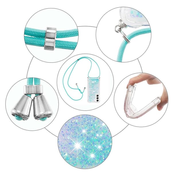 SKALO Samsung S23 Kvicksand Glitter Mobile Collar - Turkis
