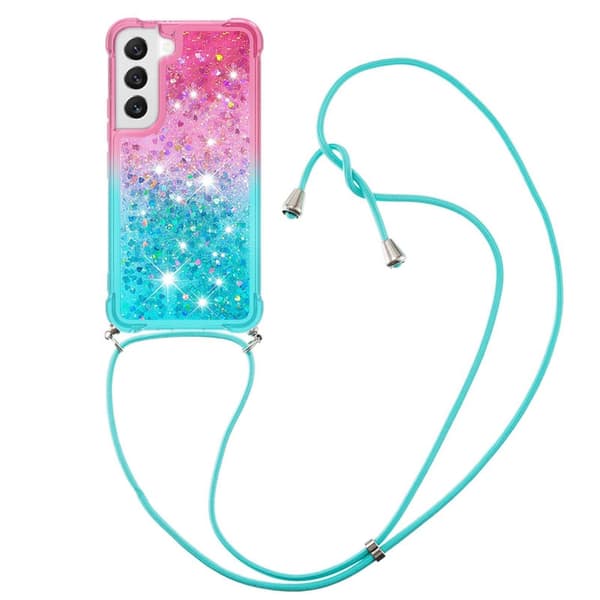 SKALO Samsung S23 Kvicksand Glitter Mobile Collar - Pink-Turkis