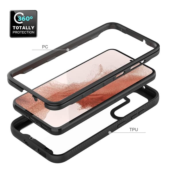 SKALO Samsung S23 Plus Stødsikker Clear Hybrid Cover - Sort