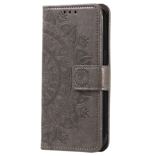 SKALO Samsung S23 Plus Mandala lompakkokotelo - Harmaa