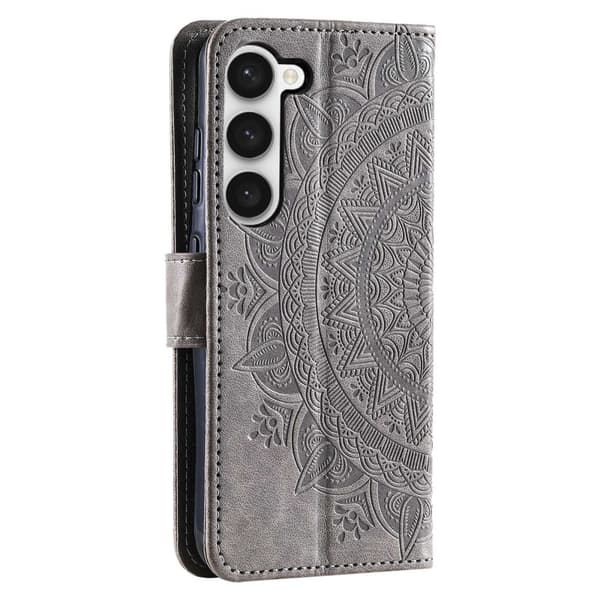 SKALO Samsung S23 Plus Mandala lompakkokotelo - Harmaa